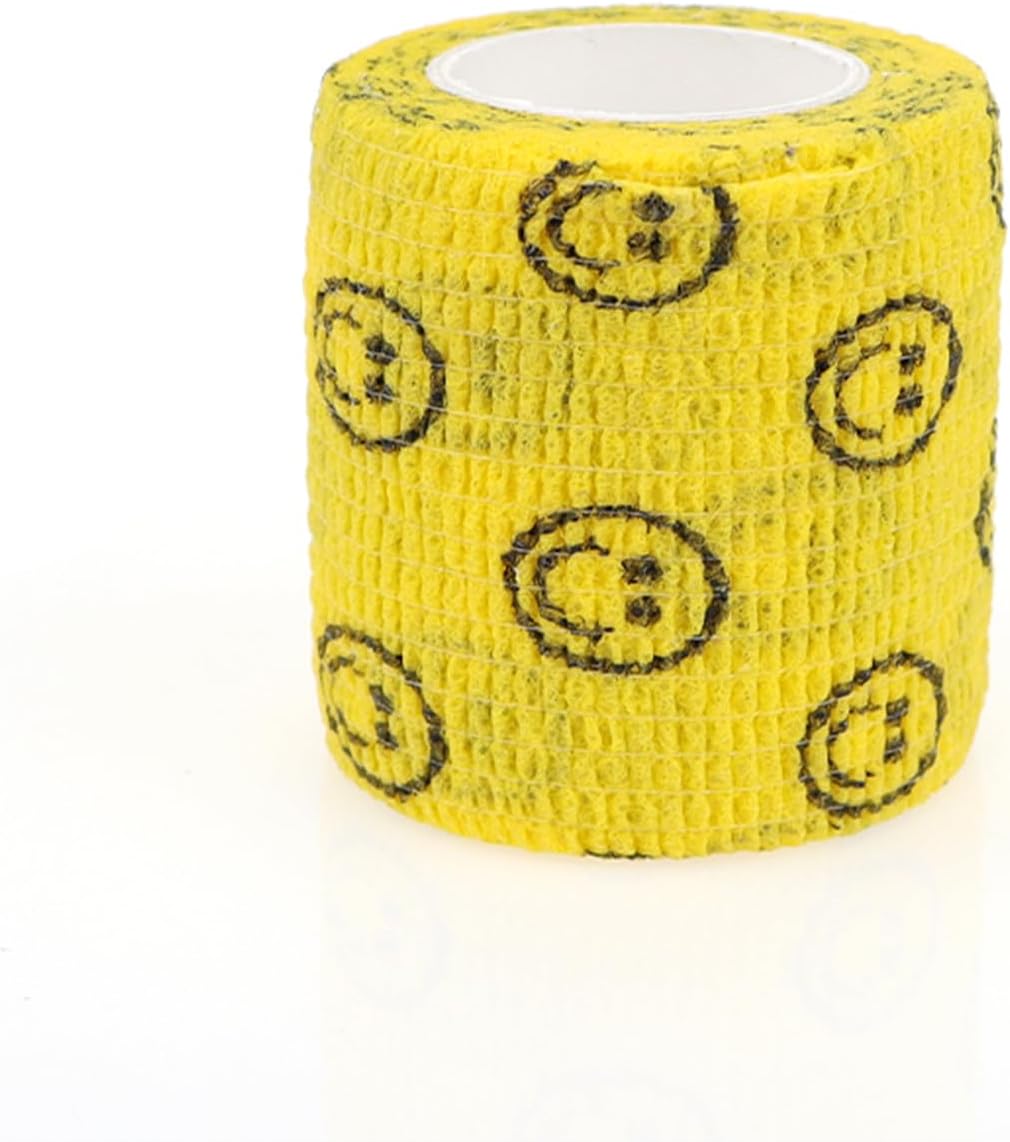 Self Adhesive Bandage Wrap Animal Cohesive Bandage Self Adherent Wrap First Aid Tape for Dogs Cats Horses Birds & Wrist Healing Ankle Sprain (2 Inch Sunshine Set 6 Rolls)