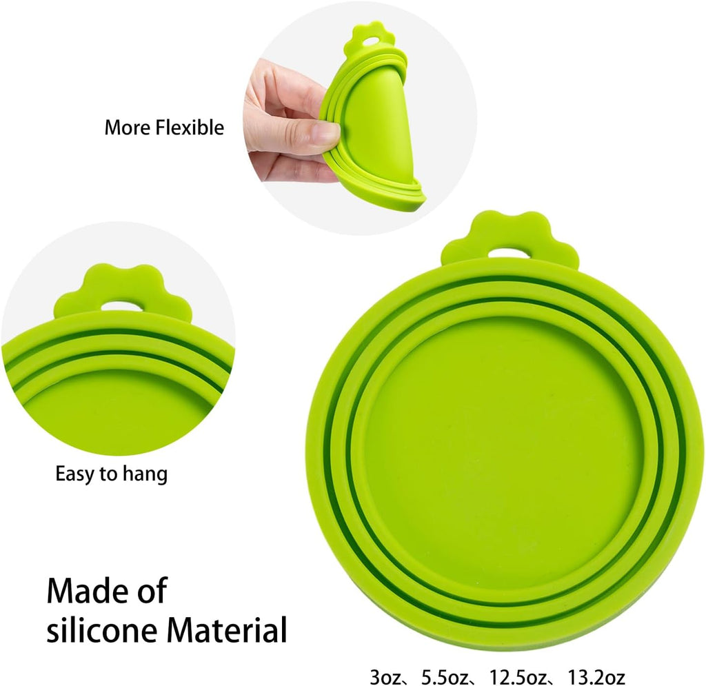 4Pcs Cat Food Can Lids,one fit 3 Standard Size (Green)