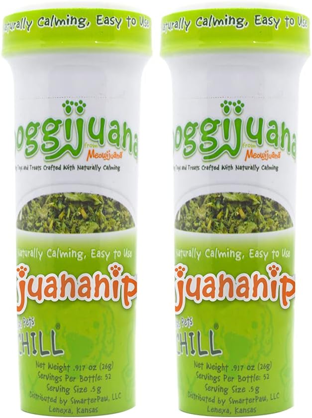 Doggijuana Juananip Refill Bottle for Dogs, 2-Pack | Natural Calming Catnip