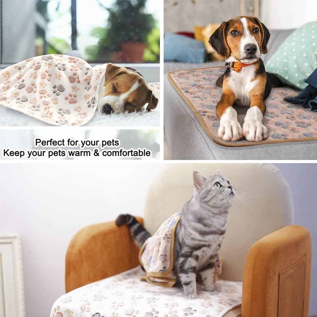 MIWOPET 3 Pack Fleece Pet Blankets Warm Bed Throw for Dogs & Cats 30x20in