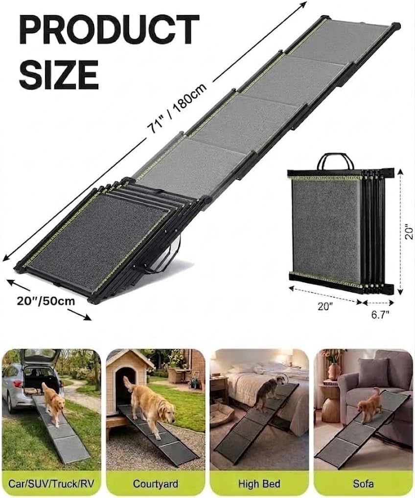 Dog Ramp for Car, 71" L × 20" W Telescoping Dog Ramp for Large Dogs