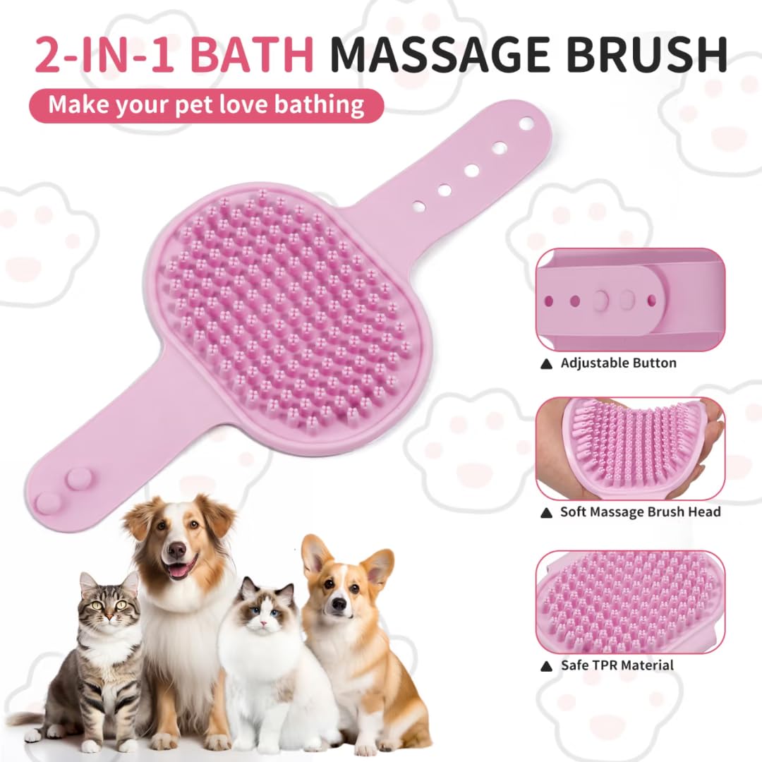 7Pcs Dog & Cat Grooming Kit, Deshedding Brush, Bath Scrubber, Toothbrushes