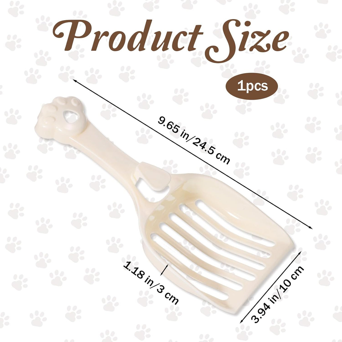 COMNICO Cat Litter Scoop, Durable Plastic Kitty Litter Sifter Scooper with Wide Slats Comfy Handle Deep Shovel Pooper Lifter Captures All Clumps for Easy Sifting Pine Pellets Box (Milky White)