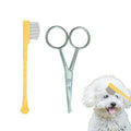 JGocot Dog Tear Stain Remover Comb for Small Doggy and Cats Pet Grooming Tool with Round Tip Stainless Steel Mini Scissor for Pet Facial Eye Area