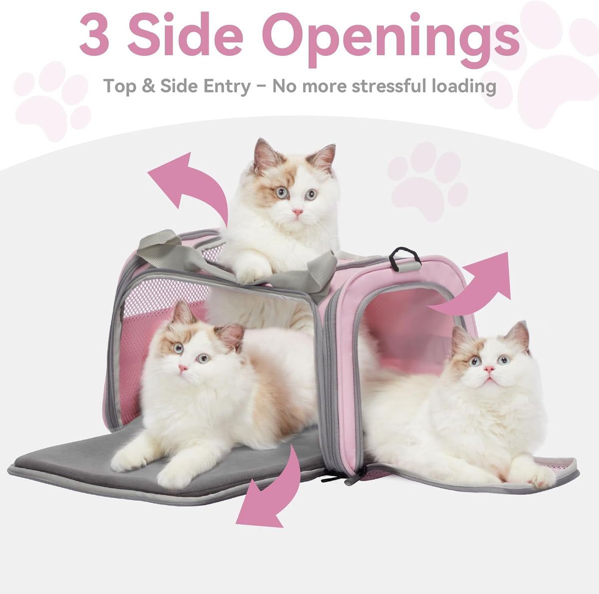 Petsfit Cat Carrier Airline Approved, 17.5×10.5×10.5 in, Pink
