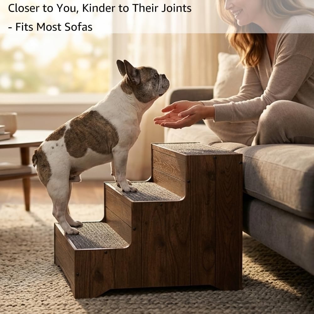 beeNbkks Wooden Dog Stairs and Sturdy Pet Steps for High Beds or Couches