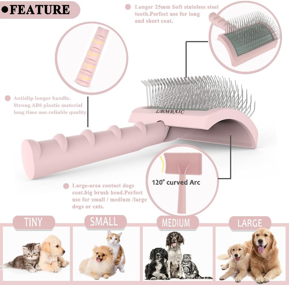 Dog Slicker Brush for Poodles Doodles Fluffy Deshedding Loose Hair. | Super Dense Soft Slicker Brush for Dogs,Grooming Brush for Matted Long Thick Curly Fur,Fluff Shedding Tangles Knots.25mm. 