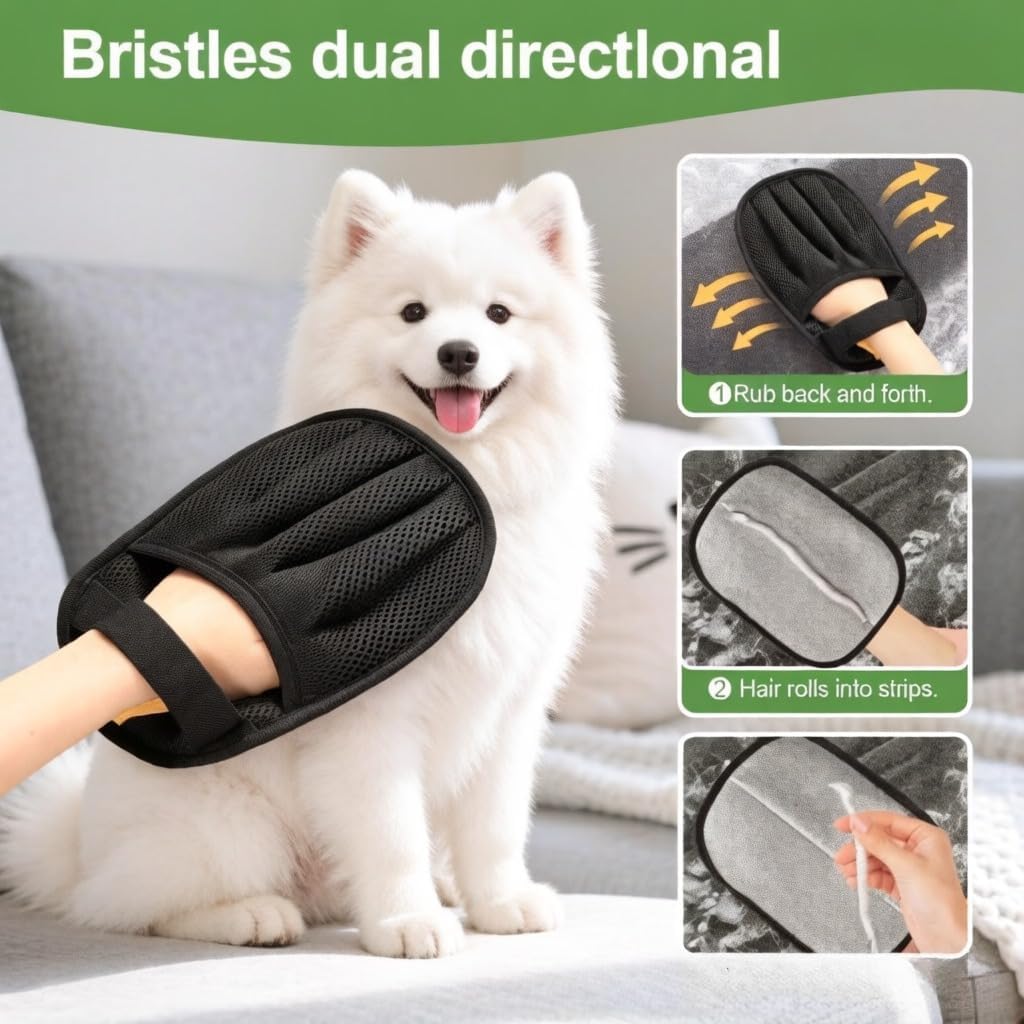 2pcs Five-Finger Electrostatic Pet Hair Removal Gloves for Cats & Dogs