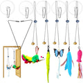 Suction Cup Door Hanging Cat Toy Set, Assorted Replaceable Refills Feather Worm Ribbon Mouse Butterfly Interactive Kitten Play Toy (5Pcs Assorted Set)