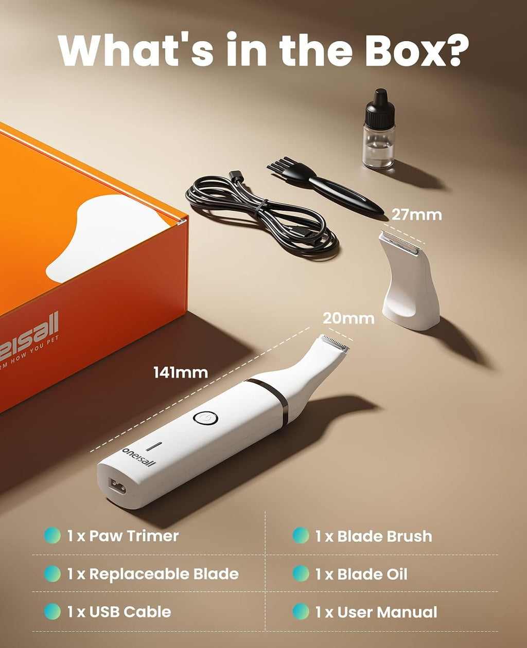 oneisall Dog Paw Trimmer, Small Dog Clippers with Double Blades