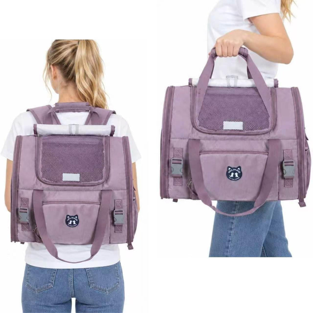 Lollimeow Cat Backpack Carrier, Large Expandable Pet Backpack for Small Dog