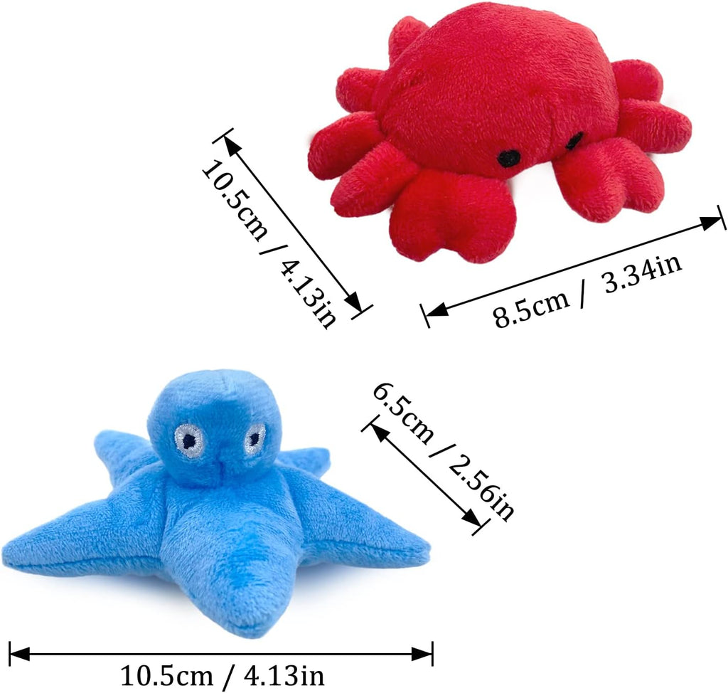 Andiker Cat Catnip Toys, 2Pcs Soft Crab&Starfish Plush Cat Toys for Indoor Cats Cute Catnip Chew Toys PP Cotton Filled Pet Toys for Kitten Gifts and Cat Lovers Interactive Catnip Toys (Crab+Starfish)