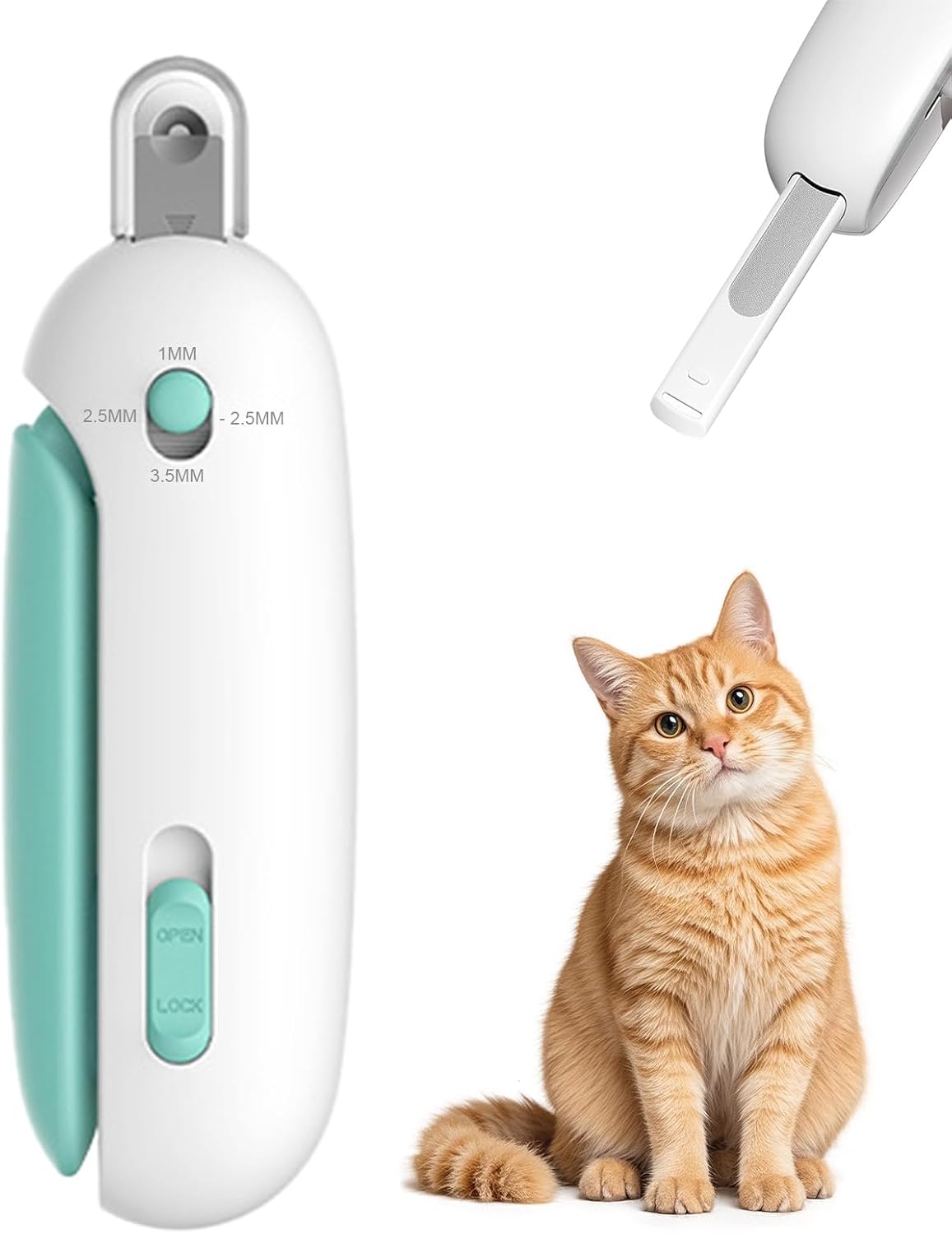Cat Nail Clipper, Pet Nail Trimmer with 3-Level Safety Guard & Nail File