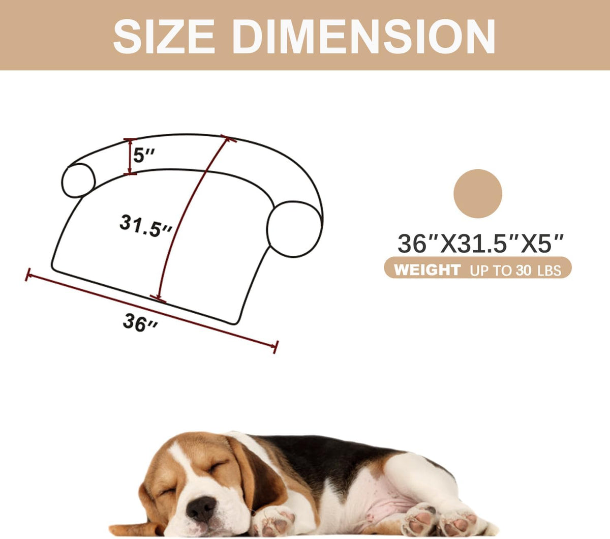 Calming Dogs/Cats Bed Mats, Dog Pad Washable Removable Couch Cover, Plush Long Fur Mat for Pets, Waterproof, Perfect for Small, Medium and Large Dogs and Cats (Beige, 36"x31.5"x 5.0")