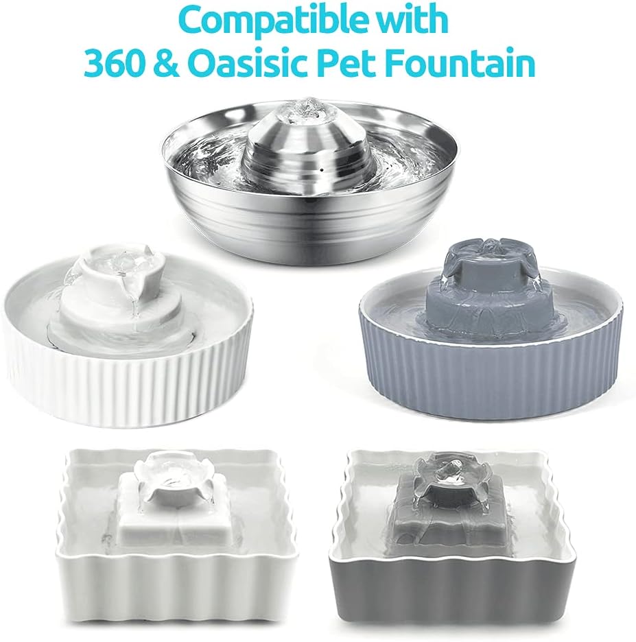 Cat Fountain Replacement Filters, 16 Carbon Filters with 4 Foam Filters, Compatible with Ceramic Cupcake and Wave Cat Fountain and 67oz/2L Stainless Steel Cat Water Fountain(20PACK)