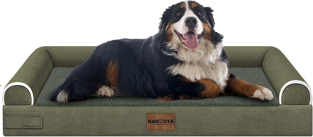 NANUYA Orthopedic Dog Bed for Jumbo Dogs, 53 x 42 Inch, Dark Green