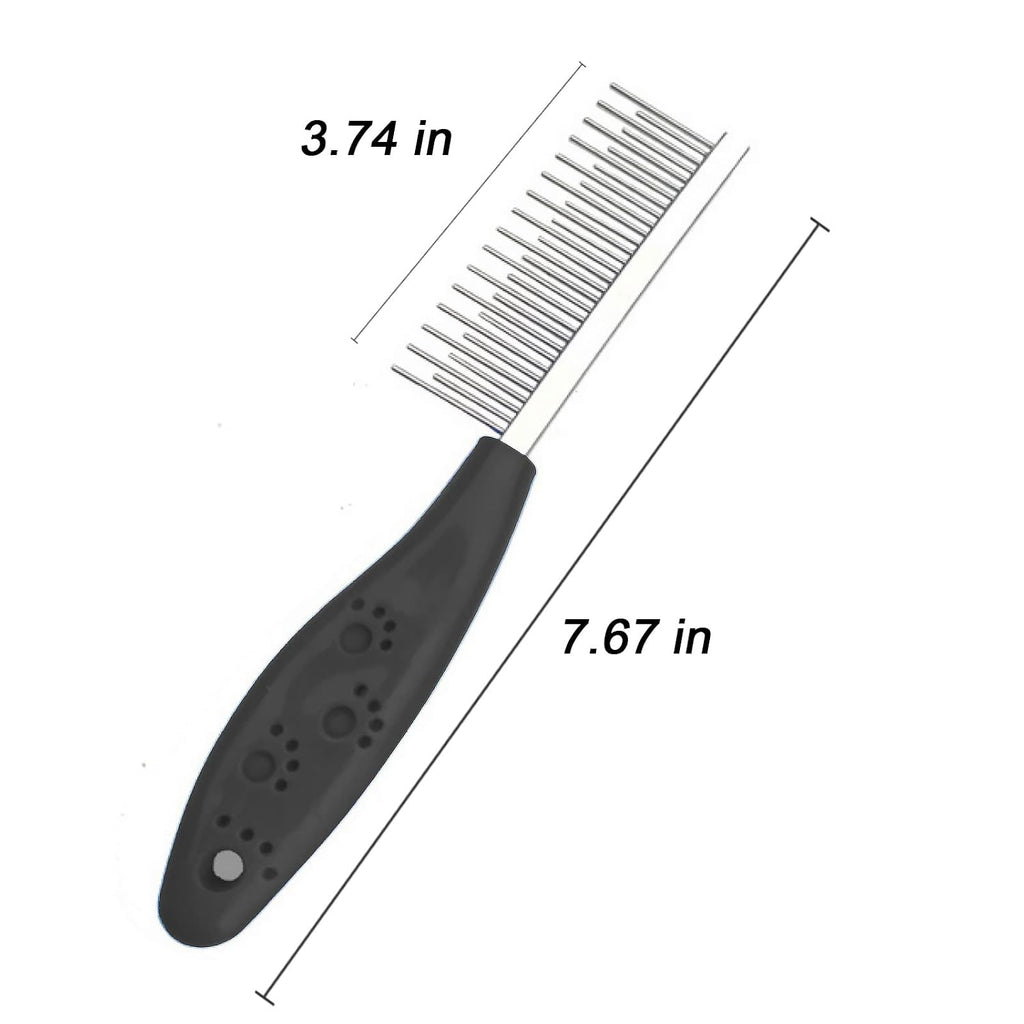 Dog or Cat Comb Grooming with Short and Long Teeth Dematting Knots Tangles Remover Combs Detangler Tool Suitable for Dogs Cats Poodle HorseStainless Steel Pin (Black)