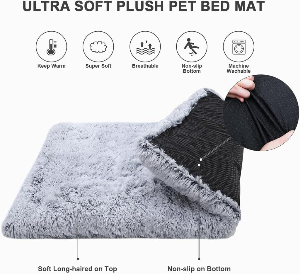 Vonabem Dog Bed, Extra Large, Plush Soft Pet Beds for XL Dogs, Crate Pad, Washable, 41L x 27W x 2H Inches, 100 lbs Capacity, Grey