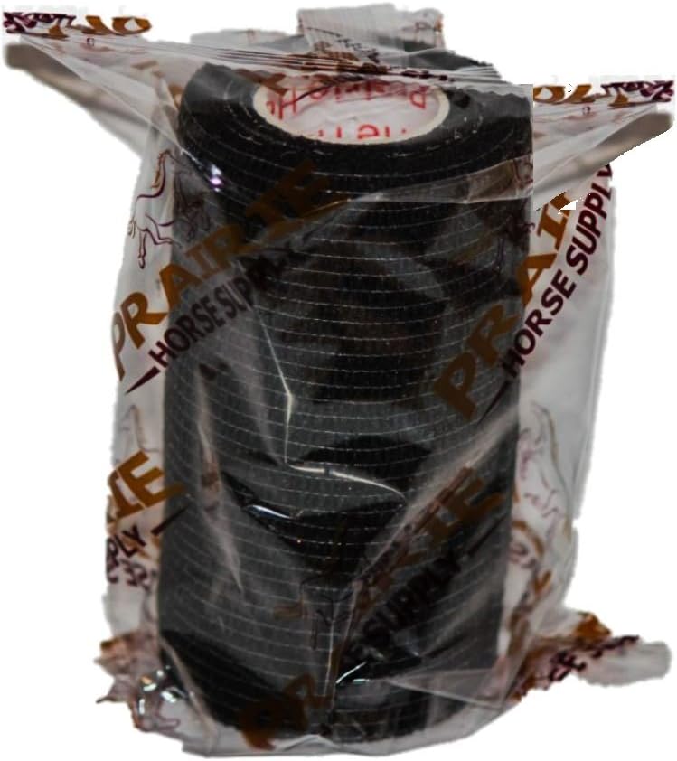 3 Inch Self Adhesive Bandage Wrap - Self-Sticking Vet Wrap - Black, 12 Pack