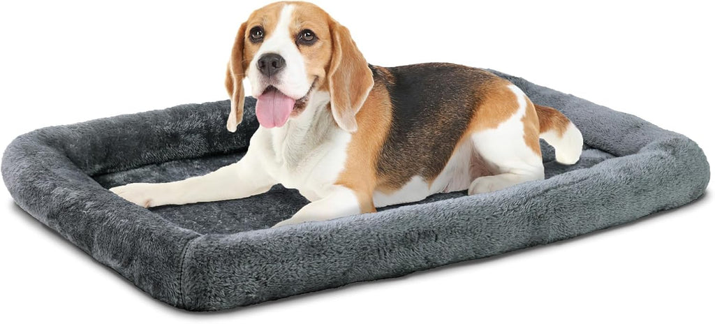 Patas Lague Small Dog Bed Bolster Pet Crate Mat 24''x18'' Dark Grey