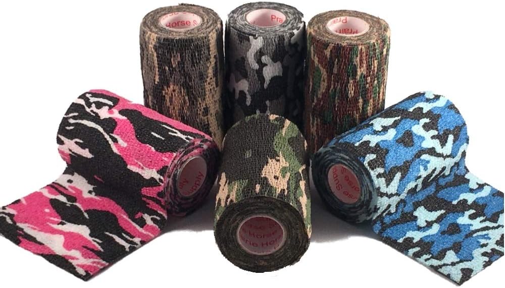 3 Inch Self Adhesive Bandage Wrap - Self-Sticking Vet Wrap - Camo, 12 Pack