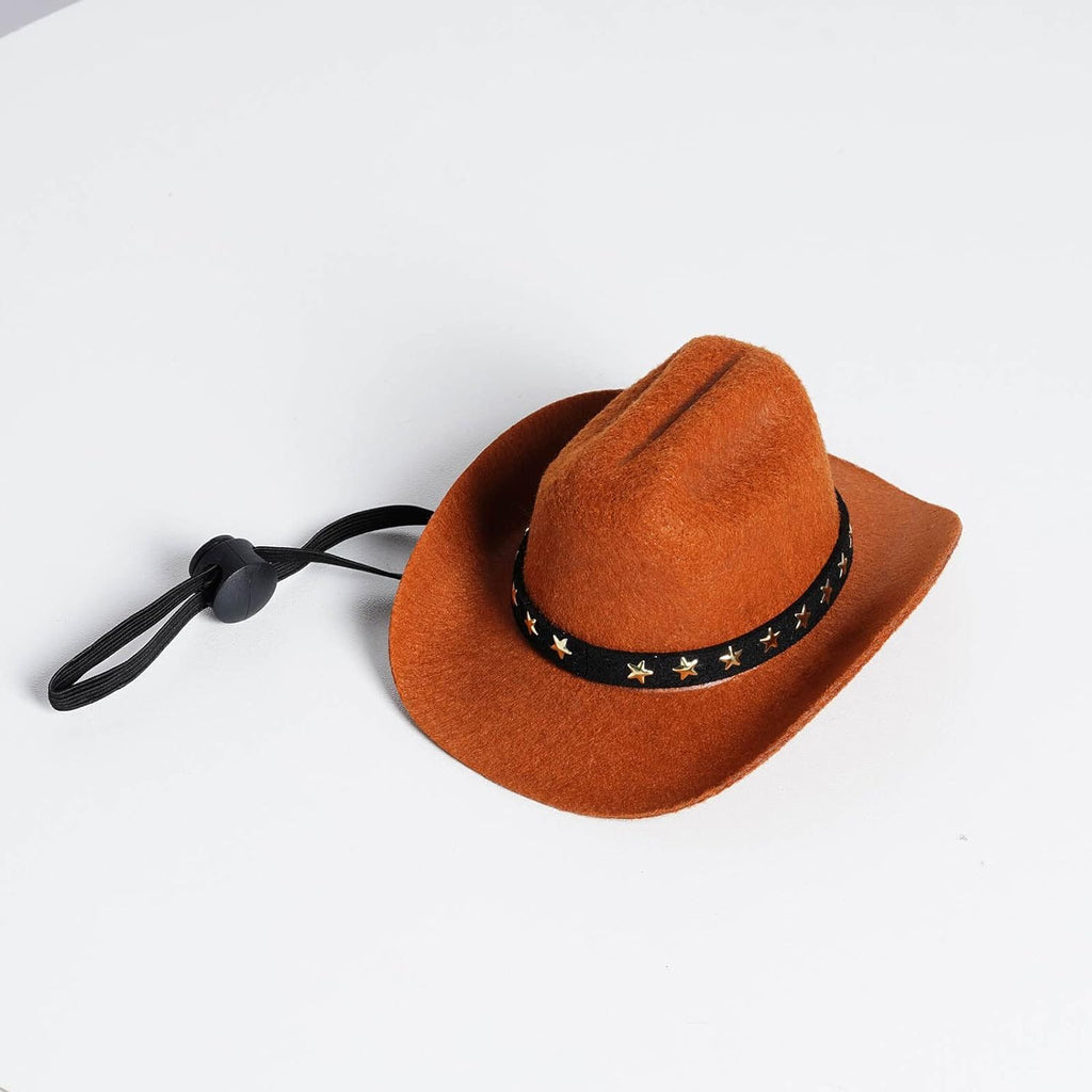choyaxo Pet Cowboy Costume Cosplay Cap Halloween Costumes for Dogs Cat Pet Party Decoration Mini Cowboy Hat (Brown, Medium)