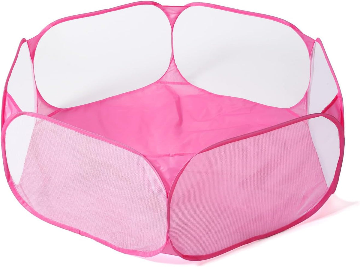 STARBOLO Cute Hexagon Kids Ball Pits, Indoor Outdoor Collapsible Play Pool Fence for Boys Girls Pets Puppy Cats, with Carry Tote, Balls Not Included (Pink)