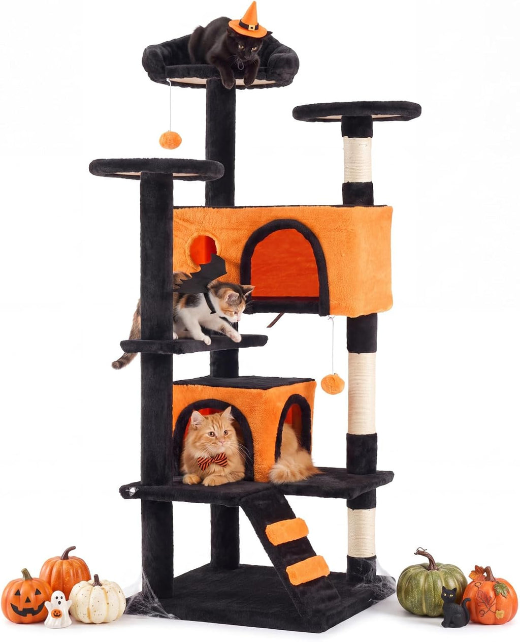 54 Inch Cat Tree Tower with Natural Sisal Scratching Post