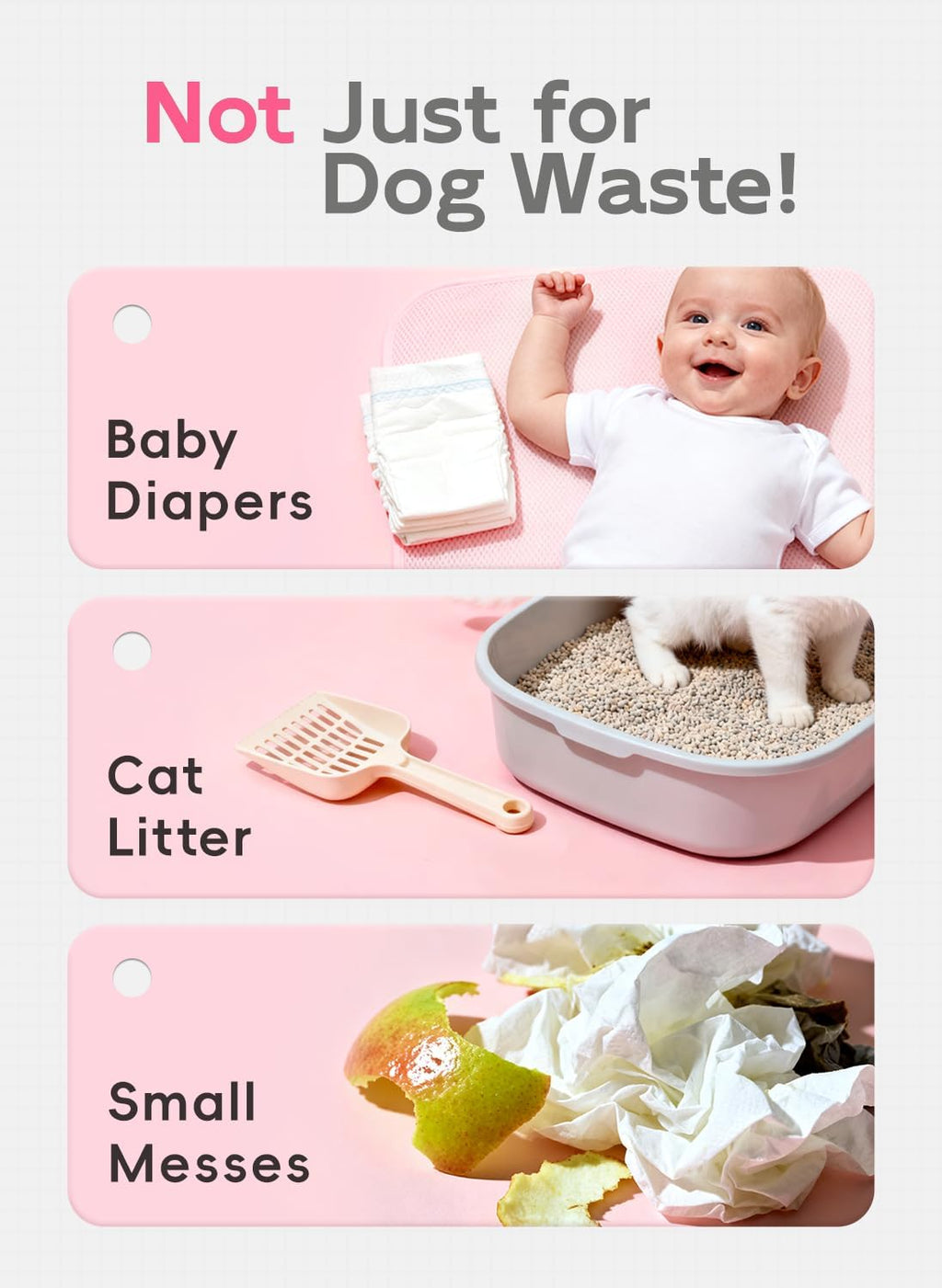 Dog Poop Bags Refill Rolls, 320 Bags, Pink | Baby Powder Scented, Extra Thick, 60% Recycled Plastic, Easy-Peel Sticker, 16 Bags Per Roll, Dual Pink Designs