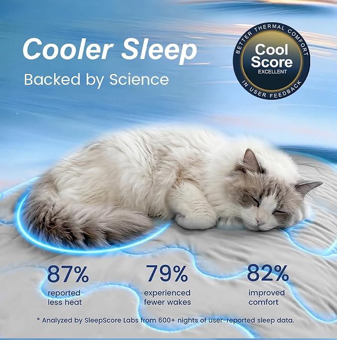 gogobunny Premium Cooling Blanket for Medium Dogs, Cool-to-Touch Washable Mat for Couch Bed Car Q-MAX>0.53, Grey, 30x40