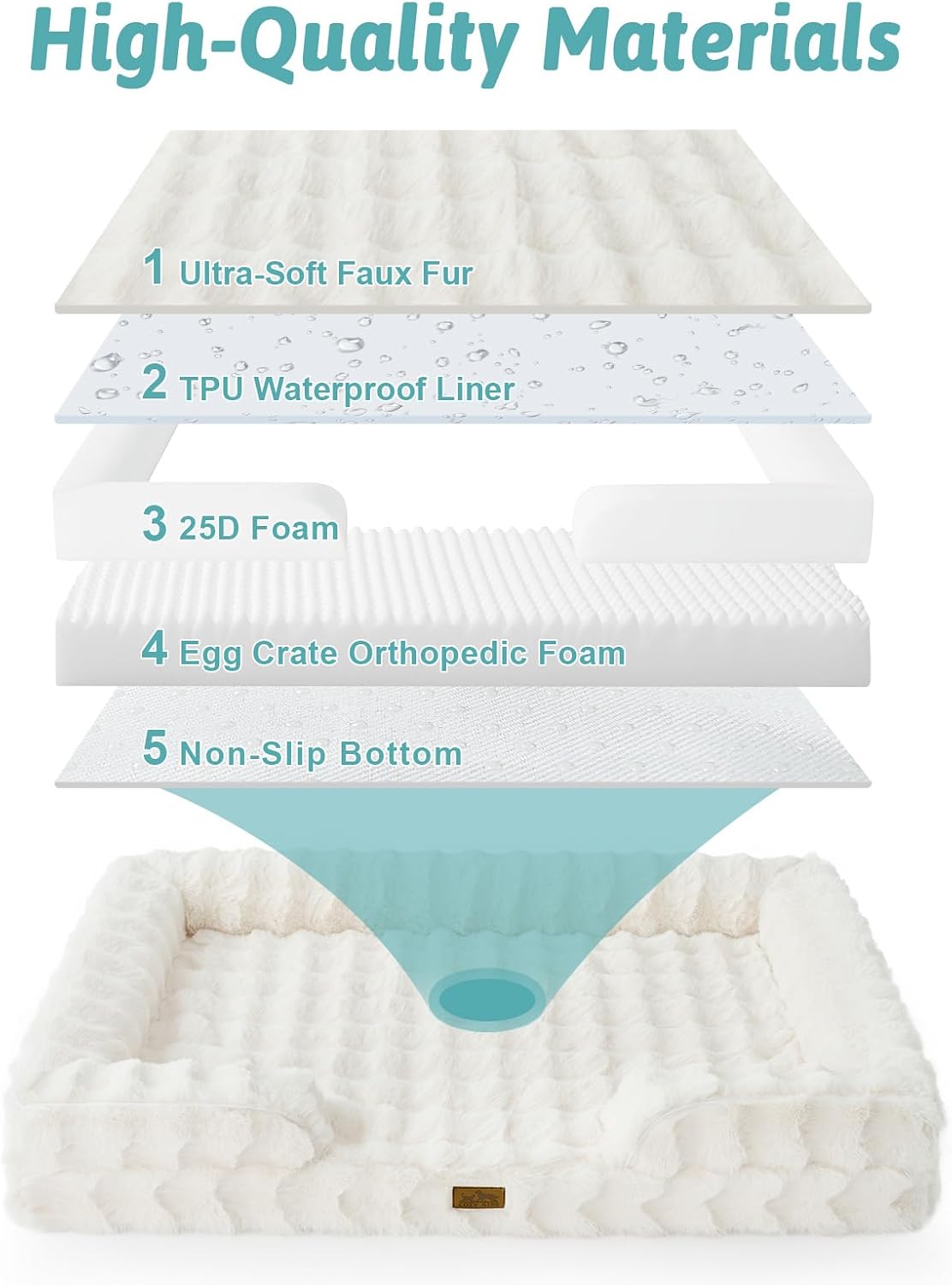 COZY KISS Warm Orthopedic Extra Large Dog Bed, XL 44x32 inch, Beige