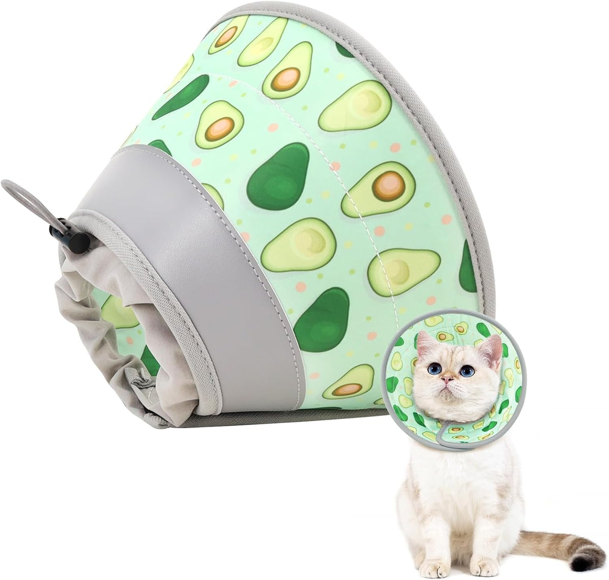Cat Cone Collar Soft to Stop Licking, Adjustable, Foldable Lightweight Kitten Cones After Surgery Recovery for Cats & Kittens, Cat Cone Alternative, Easy Eating (Avocado Green, L)