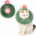 Adjustable Cat Recovery Collar Soft,Cute Pet E-Collar Neck Cone After Surgery Wound Healing Protective Cone Fit for Kitties, Small Dogs(ELC05-cactus-m)