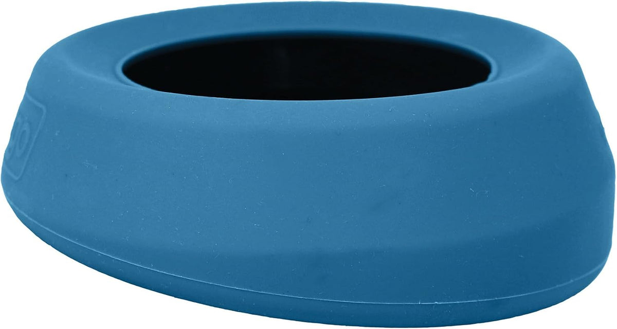 Kurgo Splash Free Wander Dog Water Bowl, Blue | No-Spill Travel Bowl for Dogs, Holds up to 24oz, Wedge Design Lays Flat on Car Seat, Food-Grade Silicone, BPA-Free 