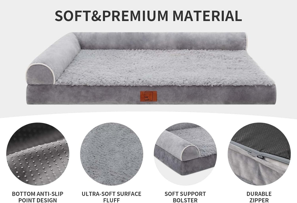 Orthopedic Dog Bed, Pet Sofa with Bolster for Extra Large Dogs