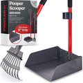 Metal Pooper Scooper for Dogs with Heavy Duty Long Handle Rake & XL Tray