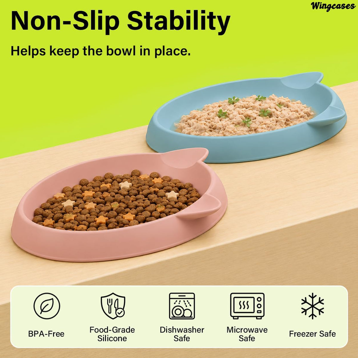 Kitten Food Bowl 2pcs Silicone Cat Bowls Plates for Wet Food