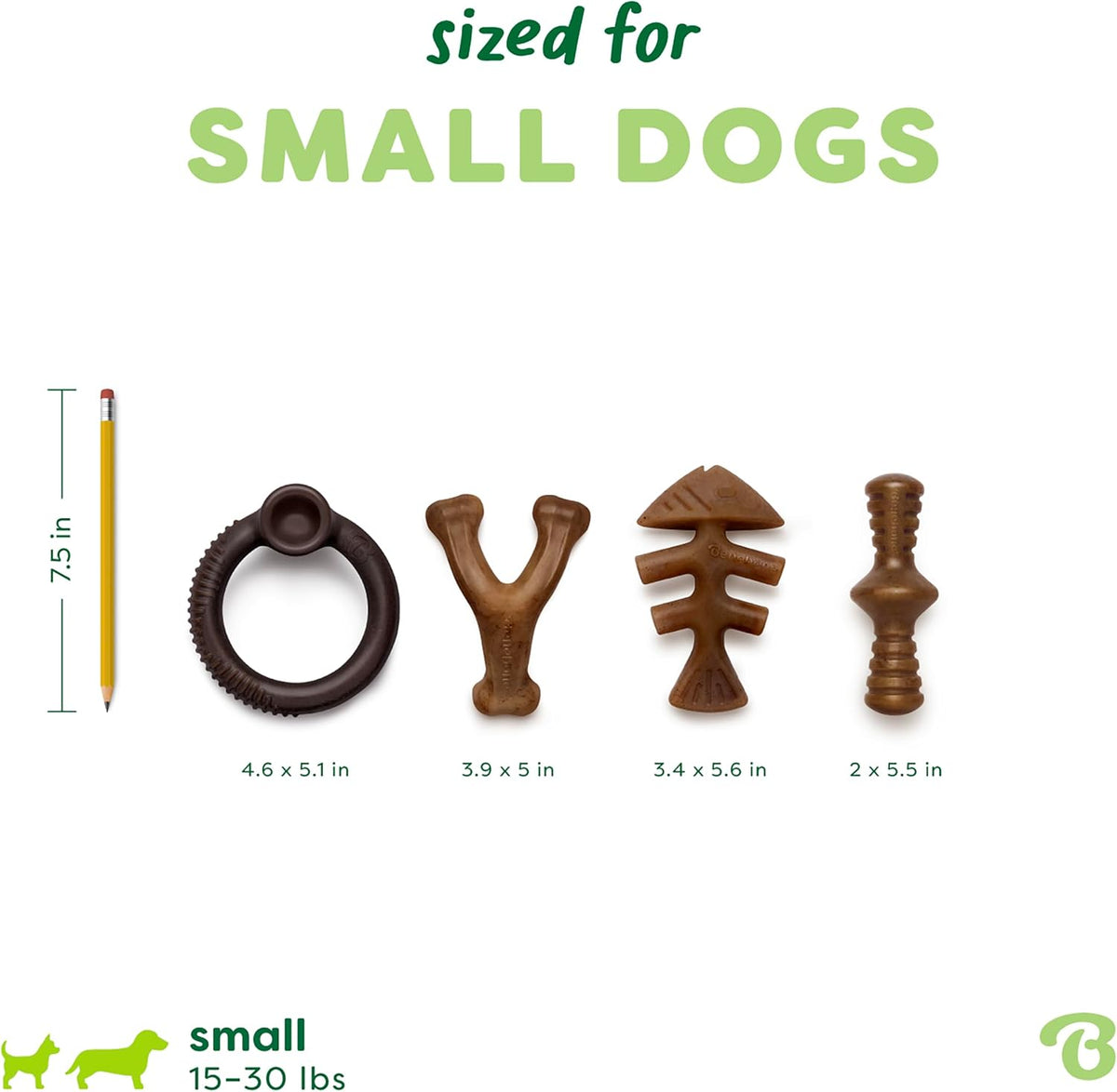 Benebone Blueberry Small 4-Pack Dog Toys, Under 30 lbs