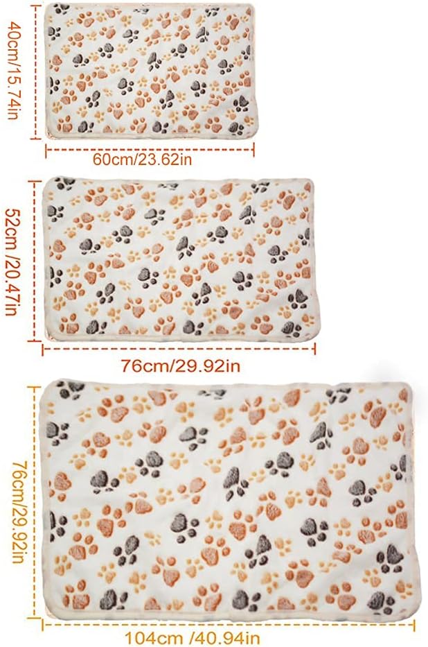SORKUT 1 Pack 3 Puppy Blanket, White Paw Pet Blanket for Dogs Cat, 40"x30"