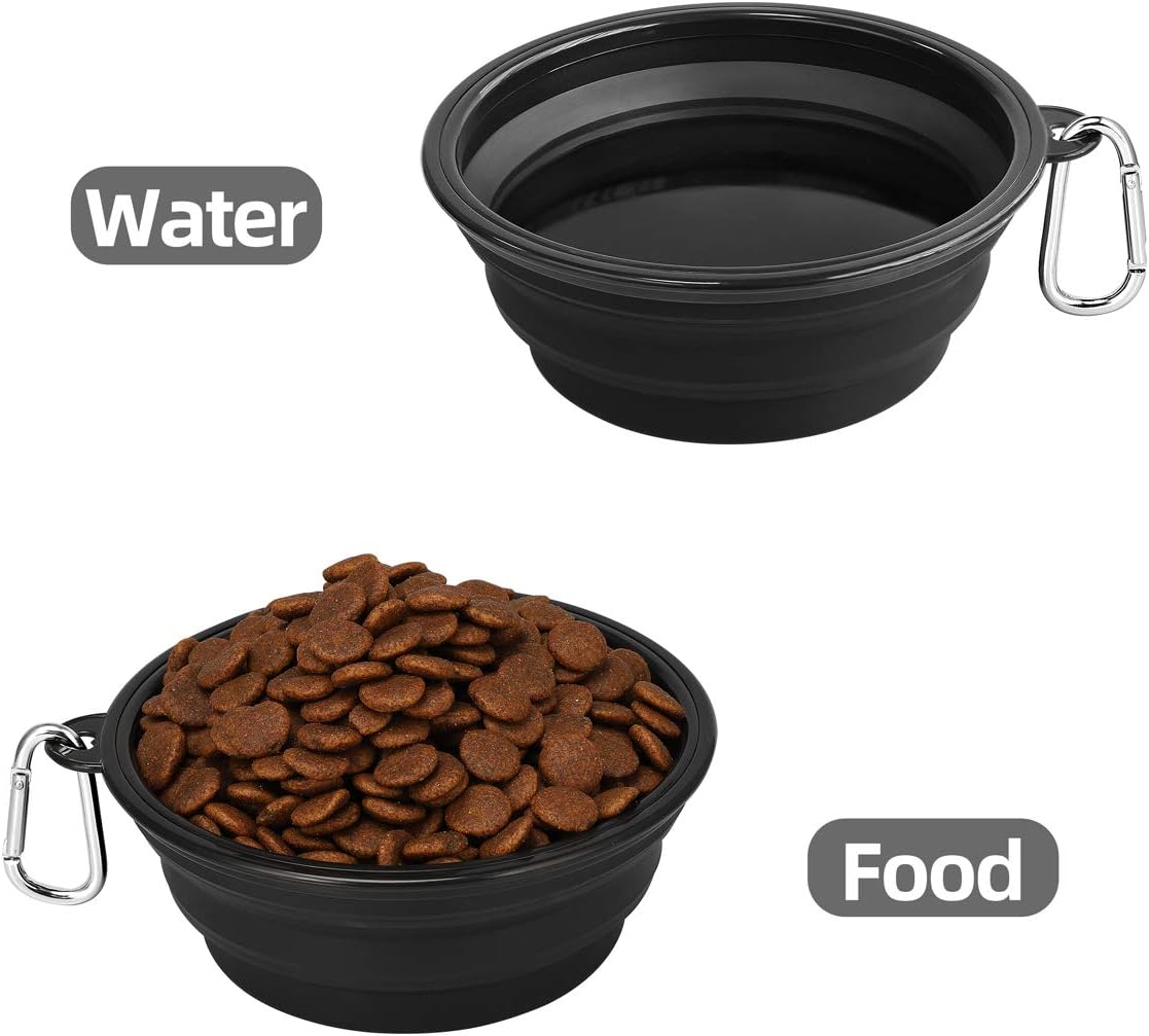 Kytely Large Collapsible Dog Bowls 2 Pack, 34oz Foldable Dog Travel Bowl | Portable Dog Water Food Bowl with Clasp, Pet Cat Feeding Cup Dish for Traveling, Walking, Parking 