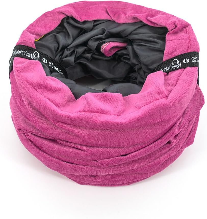 Velvet Fabric - Foldable/Collapsible - 140x25 cm (55.12x9.84 Inches) Cat Tunnel (Pink)