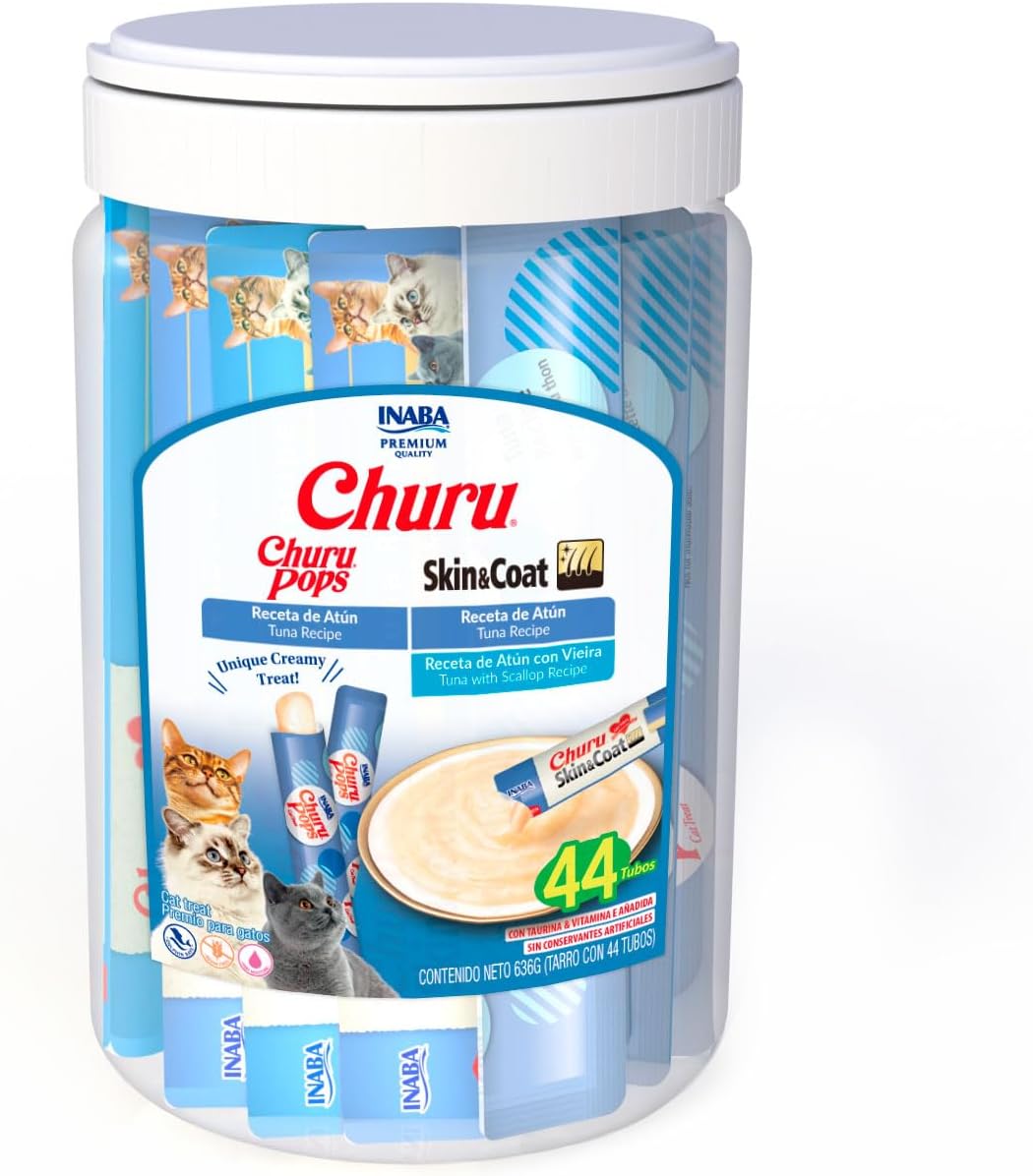 INABA Churu Senior Lickable Cat Treats, Tuna Chicken Variety, 60ct