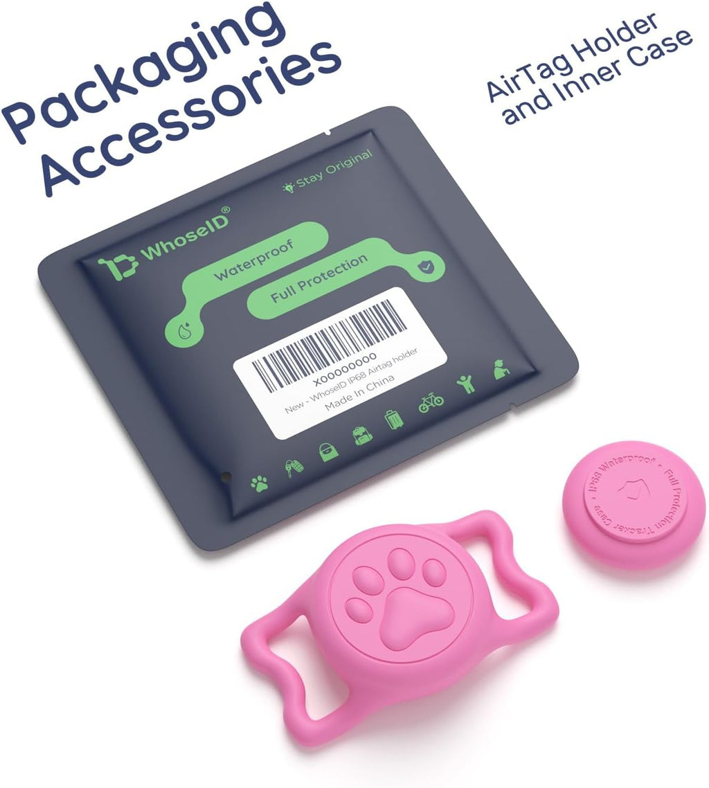 IP68 Waterproof Dog AirTag Holder for Dog Collar, Soft, Stretchy Silicone