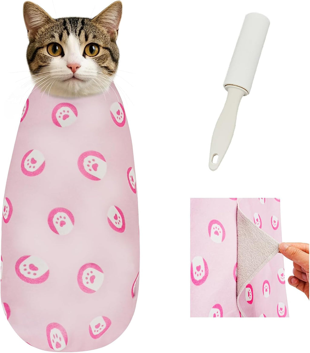 Supet Cat Grooming Wrap for Nail Trimming, Self-Adherent Calm Cat Swaddle