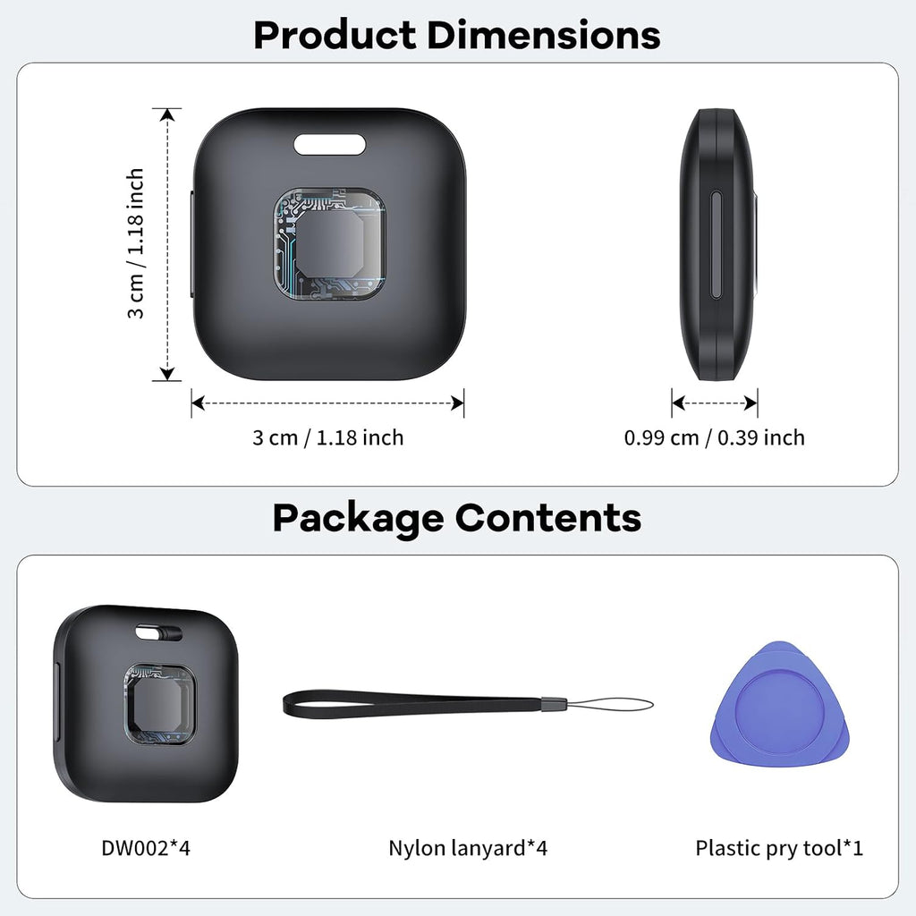 Hoxe Air Tracker Tags-4 Pack for iOS & Android, Smart Tag for Key, Bag, Pet