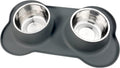 AsFrost Dog Food Bowls Stainless Steel Dog Food & Water Bowl Set with No Spill No Slip Silicone Mat, Dog Dishes for Small Medium Size Dogs Pet Cat Puppy Food Feeding Bowls, Grey, 24oz, 3 Cup 