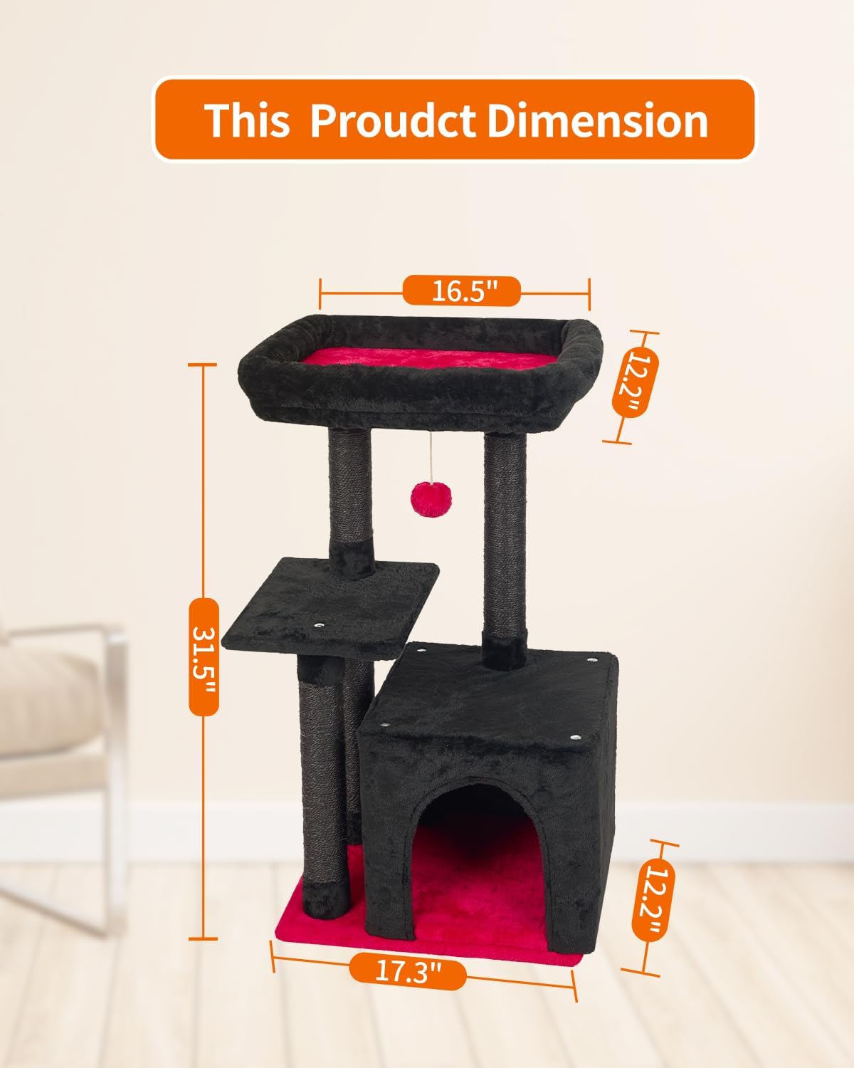 Cute Cat Tree Kitten Cat Tower Condo Cat Furniture Sisal Scratching Posts K