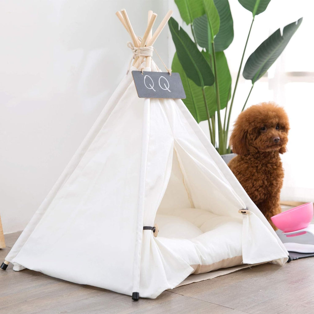 Dog Teepee Bed Cat Tent Portable Houses Pet Puppy with Cushion