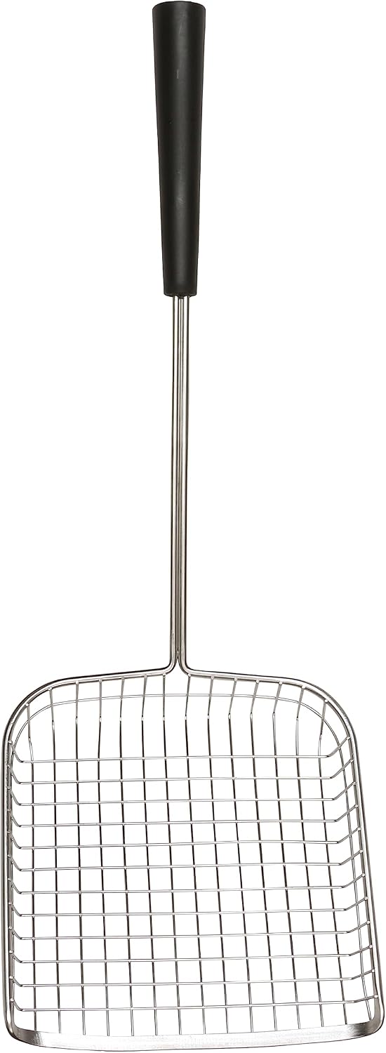 Sand Dipper Cat Poop Scooper & Chicken Poop Scooper - Rugged Big 6" Square Stainless Steel Long Handle for Home Kitty Litter Scoop & Farm Chicken Compatible Coop Scooper (Scoop)