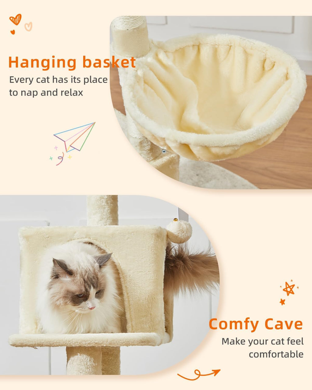 Taoqimiao Cat Tree, 49In Cat Tower for Indoor Cats Large Adult